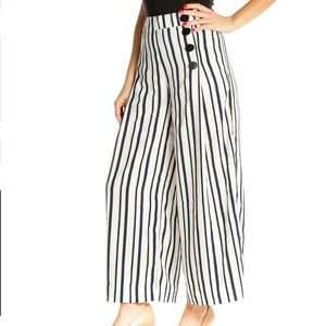 Zara White Striped All Day Wear Trousers